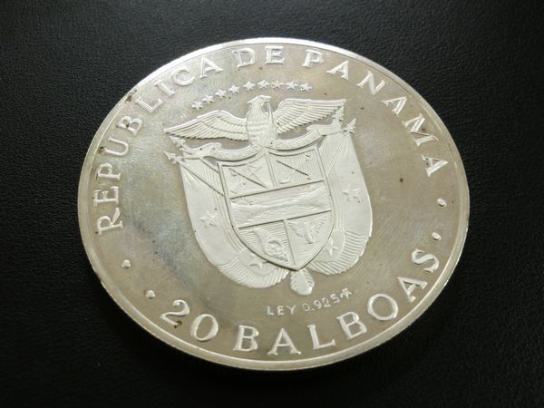 パナマ20バルボアブルーフ銀貨 1973　