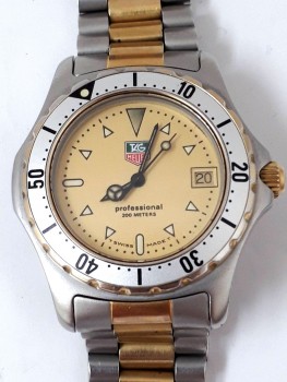タグホイヤー 974.013R-2 プロフェッショナル200M スイス製 デイト コンビ ゴールド文字盤 SS QZ 腕時計